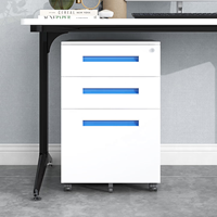 Meuble de rangement mobile en acier à 3 tiroirs, armoire à roulettes suspendue sous le bureau avec serrure pour le rangement de bureau - Offre Spéciale