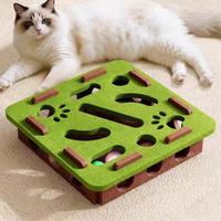 Jouet de puzzle interactif en feutre doux pour chat, jouet de boîte de labyrinthe pour chat d'intérieur avec 3 balles