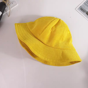 Wholesale Corduroy <b>Bucket</b> Hat Custom Logo Solid for Child Adult Winter Sunshade Casual Character for Fisherman Cap - Product Image 5