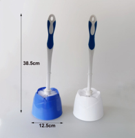 Brosse de toilette à long manche avec base, poignée souple en TPR, brosse pratique pour salle de bain, pour usage domestique et hôtelier, référence 1877-1