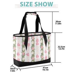 Grand sac isotherme de plage personnalisé Anthurium Aloha Hawaïen pour fleurs roses, sac fourre-tout d'été à bandoulière pour les courses - Product Image 4