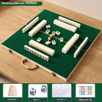 Table de jeu en bois légère et pliable, ensemble complet de mini mahjong, kit compact pour les voyages en camping, les loisirs en famille