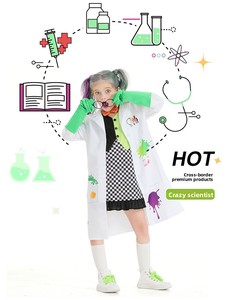 Costume da Scienziato Pazzo per Halloween per Bambini, Abito da Festa in Maschera con Mantello per Carnevale e Festival del Pazzo - Product Image 4