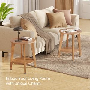Table d'appoint compacte SENYU en bois de noyer rustique avec plateau et étagère de rangement, table de chevet pour petits appartements/dormitoires, table polyvalente laquée - Product Image 5