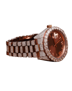 Nouvelle montre de luxe en or blanc avec cadran brun de qualité supérieure, diamants ronds taillés en quartz, diamants moissanite de qualité VVS, 20 mm pour homme - Product Image 3