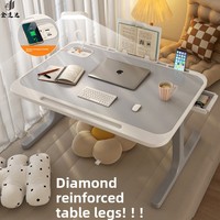 Bureau d'ordinateur portable pliable pour lit/dortoir avec lampe de bureau et chargeur sans fil, petite table pour ordinateur portable et loisirs à domicile