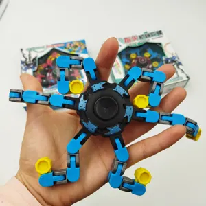 Free Sample LED Sensory Fidget Spinners Toys for Kids Deformable DIY Mechanical Fingertip Spinner Fidget Robot Spinner with LED