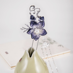 Couronne de cheveux de style dynastie Ming avec de longues franges, une coiffure traditionnelle Hanfu, un accessoire éthéré et élégant, un accessoire ancien. - Product Image 4