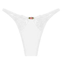 Celana Dalam Wanita U447 Terlaris, Lucu, Putih, Motif Bunga, Tali G-String, Kombinasi Voile dan Renda