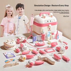 Juego de simulación de enfermera para niños, kit médico de plástico con diseño de conejita, inyección, estetoscopio, juguete interactivo para bebés - Product Image 3