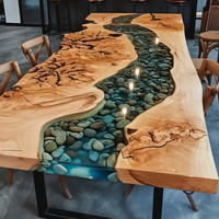 MOREDESIGN Table de café et de salle à manger en bois de noyer massif avec résine époxy, style rivière, vente chaude directe usine