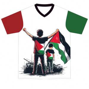 Camiseta de Fútbol de Palestina con Diseño Personalizado, 100% Poliéster, Cuello en V, Unisex para Adultos, JISTAR OEM y ODM, Impresión Digital - Product Image 2
