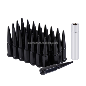 Juego de tuercas de rueda sólidas, 24 unidades, negro, con enchufe para Dodge - Product Image 2