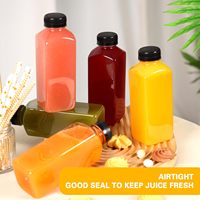 480ml Plastik-Saftflaschen mit Deckeln Wiederverwendbare Flasche Einweg-Getränkebehälter für Säfte Smoothies Saft Milch 16oz