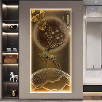 Maison de luxe Design lumière LED cerf animaux diamant cristal porcelaine tenture murale décor peinture