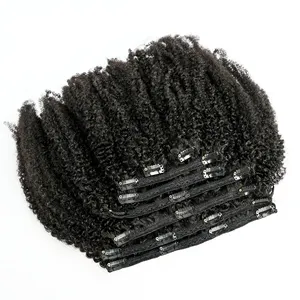 Brasilia nische rohe Nagel haut ausgerichtetes menschliches Haar Afro Kinky Curly Clip In Haar verlängerung