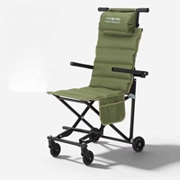 Silla de Viaje Plegable Multiusos para Exteriores, Silla Portátil de Empuje Manual para Personas Mayores, Discapacitados, Aeropuerto, Camping y Viajes