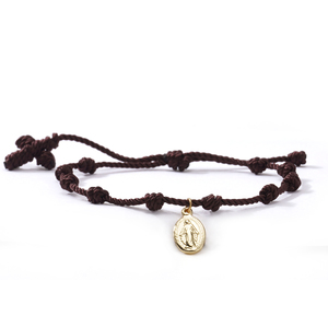 Bracelet de prière noué avec médaille Vierge <span class=keywords><strong>Marie</strong></span>, breloque de protection, cordon tressé réglable, cadeau pour hommes et femmes - Product Image 4