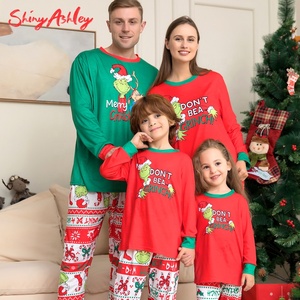 RTS rojo manga larga pareja pijamas familia Loungewear mujer ropa de dormir conjuntos Navidad pijamas familia - Product Image 2