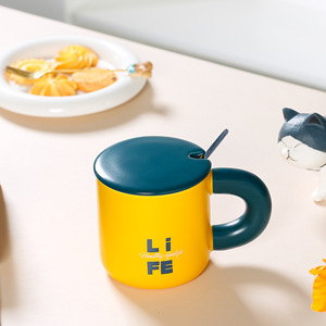 Mug en céramique nordique créatif à poignée épaisse, style Macron, avec contraste de couleurs simple, pour couple - Product Image 2