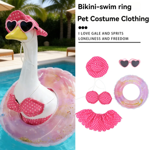 Ropa duradera para patos de jardín, impermeable, con diseño de bikini, fantasmas y frutas, personalizable para patos de 23 pulgadas, para jardín y patio. - Product Image 3