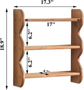 100% Solid Wood Eco-Friendly 3-Tier Vintage Multifunction Floating Wall-Mounted Kitchen <b>Dish</b> <b>Rack</b> Storage Spice - Product Image 2