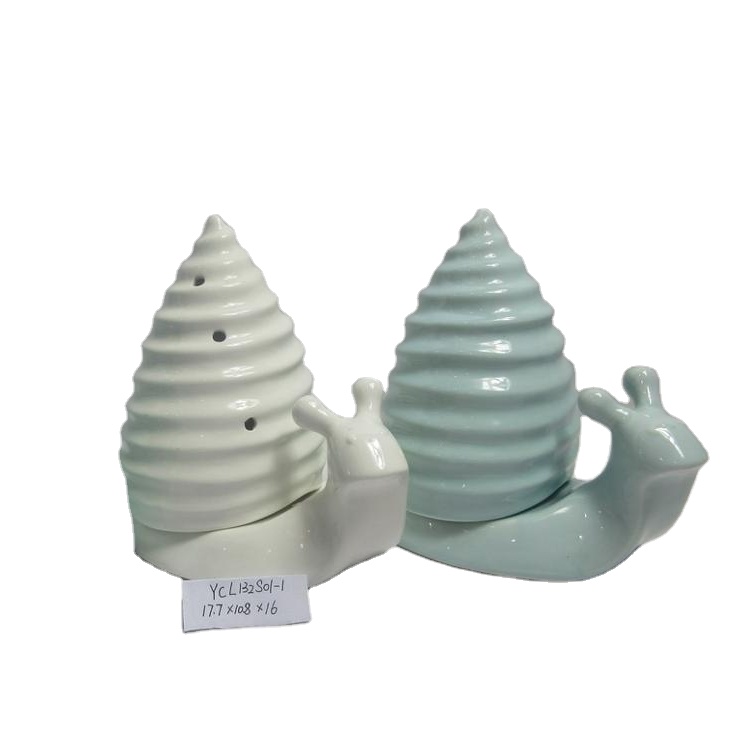 Ручная роспись, керамическая фигурка улитки, глянцевая отделка, белая фигурка