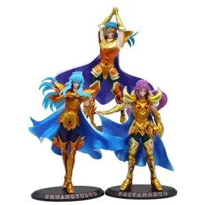 Keluaran baru 6 Model action figure anime saint seiya populer mainan koleksi patung patung Pvc Saint emas