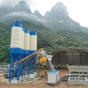 Çin Mini harmanlama santrali beton küçük hazır karışım çimento karıştırma tesisi altyapı inşaatı için ıslak beton parti tesisi