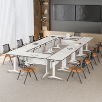 Table pliante en bois moderne, réglable, écologique et durable - Empilable pour bureaux, salles de réunion, formations, écoles