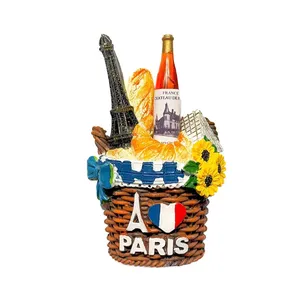 Europe France Tour Eiffel Pain Français <span class=keywords><strong>Paris</strong></span> Aimant de Réfrigérateur 3D en Forme de Panier Souvenirs Touristiques Autocollants Magnétiques - Product Image 4