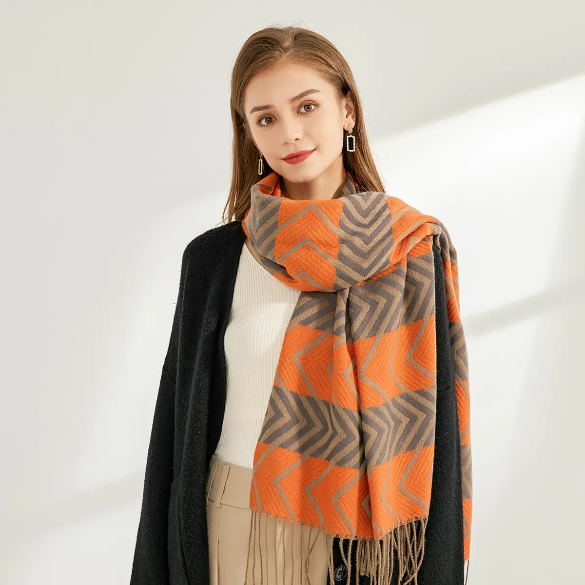 New Plaid British Style Winter Kaschmir Schal Gitter Design warm mit Fransen Pashmina Schal für Frauen
