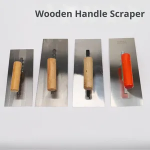 Truelle à plâtre rectangulaire à manche en bois, petite taille, en acier inoxydable, pour maçonnerie et construction - Product Image 2