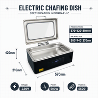 Matériel de restauration Cucina, buffet, chauffe-plat électrique commercial à écran tactile, chauffe-plat en acier inoxydable, serveur pour hôtel