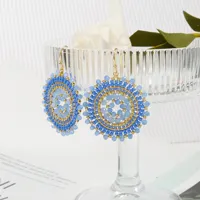 Pendientes de Gota de Aleación de Cobre Chapados en Oro con Cuentas de Cristal de Semillas de Cristal Hechos a Mano para Niños, Estilo Bohemia Chic