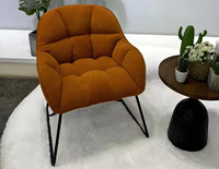 Fauteuil d'appoint moderne en velours avec capitonnage quadrillé, design biscuit, chaise longue rembourrée empilable pour salon, chambre et hôtel
