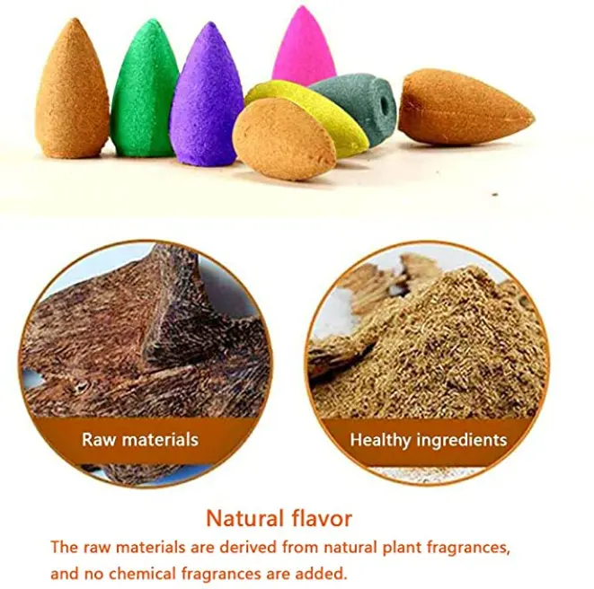 Wholesale Good quality Custom gift Multicolored Mixed Flavor Natural Smoke Backflow Incense Cones