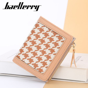 Baellerry Women's <b>Wallet</b> Pu Leather Houndstooth Pattern Short Zipper <b>Wallet</b> Multifunctional Card <b>Holder</b> Everyday Use - Product Image 3