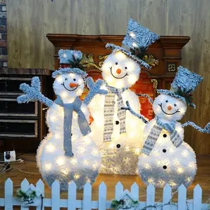 Hiver Vacances Cour supermarché Décoration Poilu Lumineux Led Noël Bonhomme de neige