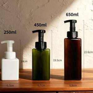 Botella de Plástico con Bomba de Espuma Personalizada de 250 ml, 450 ml, 650 ml, Botella de Limpiador Facial, Botella de Espuma de Plástico Ámbar de Lujo con Bomba de Espuma - Product Image 2