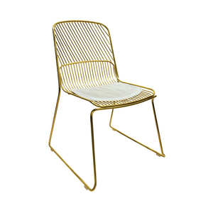 Chaise de salle à manger en fil, coussin avec siège doré, siège de réception pour invités, salle à manger, cuisine, bétoie rouge - Product Image 2