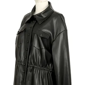 Abrigo largo de piel sintética con logotipo personalizado para mujer, chaquetas y abrigos largos, gabardina de fábrica, novedad, Primavera