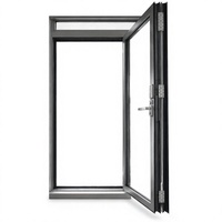 Porte d'entrée extérieure en aluminium et verre trempé HUACAI, porte battante entièrement vitrée, moderne