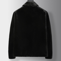 Veste en fausse fourrure de vison noire pour homme, avec fermeture éclair et col, design épais pour une chaleur accrue. Manteau court en vison d'hiver