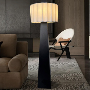 Lámpara de Pie Decorativa Vintage de 163 cm, Negra, de Madera y Tela, LED, Altura Ajustable, Iluminación para Sala de Estar y Dormitorio - Product Image 3