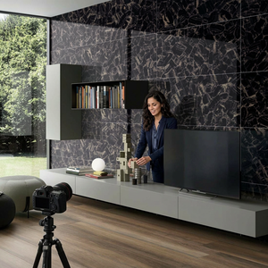 Casa กระเบื้องพอร์ซเลนสีดำดีไซน์อิตาลีขนาด600x1200, พื้นผิวมันวาวคุณภาพพรีเมี่ยม - Product Image 1