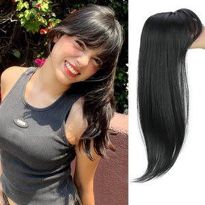 Cheveux Toppers pour femmes <span class=keywords><strong>avec</strong></span> des morceaux de cheveux amincissants 18 pouces couverture moelleux vaporeux Bangs postiche - Product Image 6