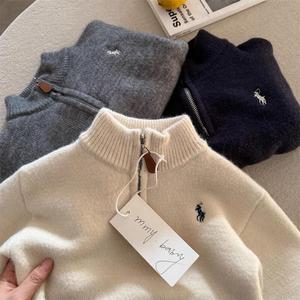 Child Star Circle Kids Fleece Lined Winter Sweater Thick Knit Zipper Pullover Boys Girls Embroidered Wool Sweater - Product Image 2