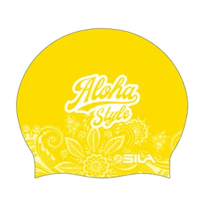 사용자 정의 로고 인쇄 방수 일반 성형 스포츠 착용 실리콘 수영 모자 성인