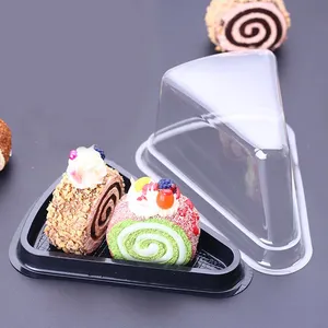 Boîte en plastique transparente de triangle de conteneur de tranche de gâteau de matériel d'ANIMAL FAMILIER pour le gâteau